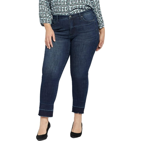 NYDJ Womens Plus Sheri Slim Dark Wash Raw Hem Ankle Jeans