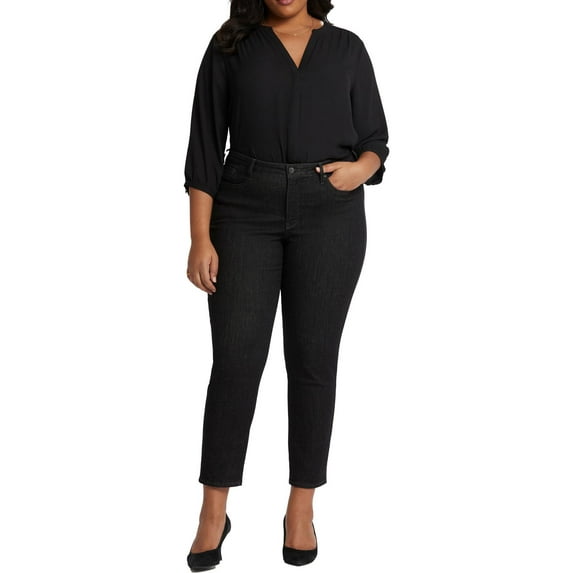 NYDJ Womens Plus Stella Stretch Denim Tapered Leg Jeans