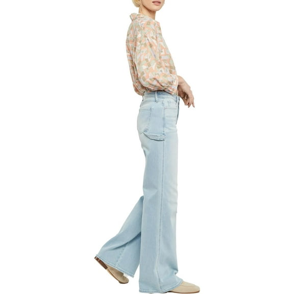 NYDJ Womens Teresa High-Rise Cotton Wide Leg Pants