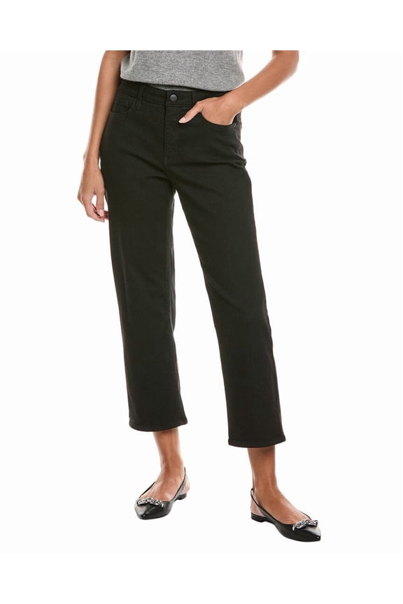 womens Black Petite Bailey Relaxed Ankle Straight Jean, 0P, Black