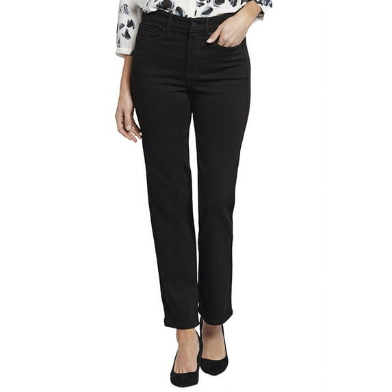 NYDJ womens Callie Black Rinse High-Rise Straight Leg Jean, 12