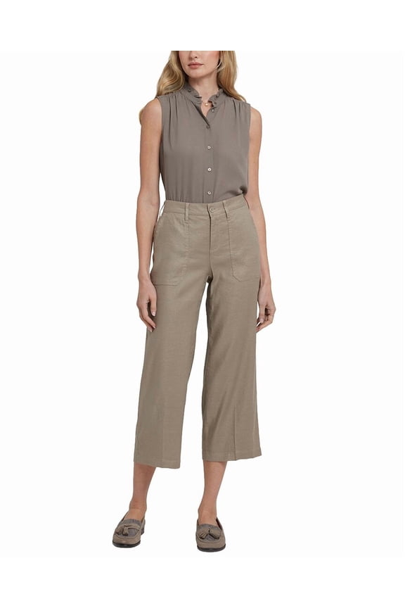 womens  Cargo Saddlewood Linen-Blend Crop Jean, 8
