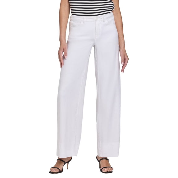 NYDJ womens Linen-Blend Optic White Wide Leg Jean, 8