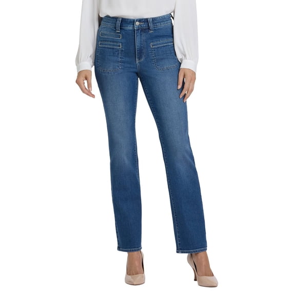 NYDJ womens Marilyn High-Rise Romantic Indigo Straight Leg Jean, 8