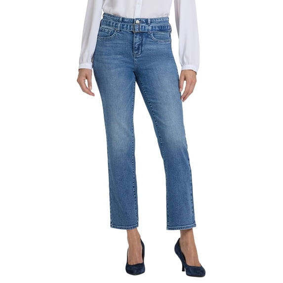NYDJ womens Marilyn High-Rise Washed Crystal Straight Leg Jean, 18