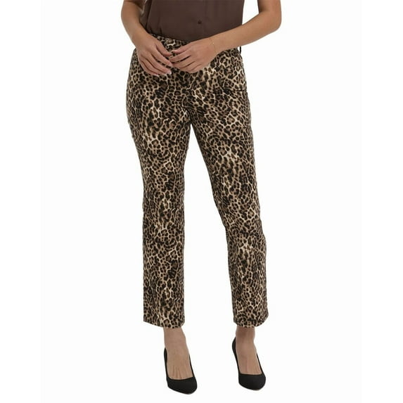 NYDJ womens Marilyn Savanna Leopard Straight Leg Jean, 0