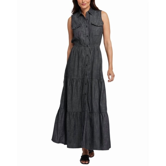 NYDJ womens  Megan Maxi Dress, m, Black