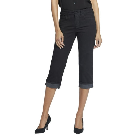NYDJ womens  Petite Marilyn Black Crop Jean, 2P, Black