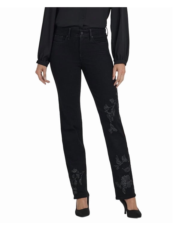 womens Petite Marilyn Black Rinse Straight Leg Jean, 18P