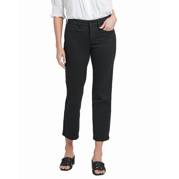NYDJ womens Petite Marilyn Black Straight Leg Jean, 8P