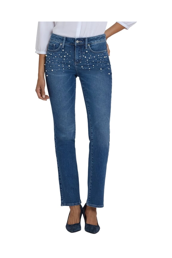 womens  Petite Marilyn Lake Notre-Dame Straight Leg Jean, 0P, Blue
