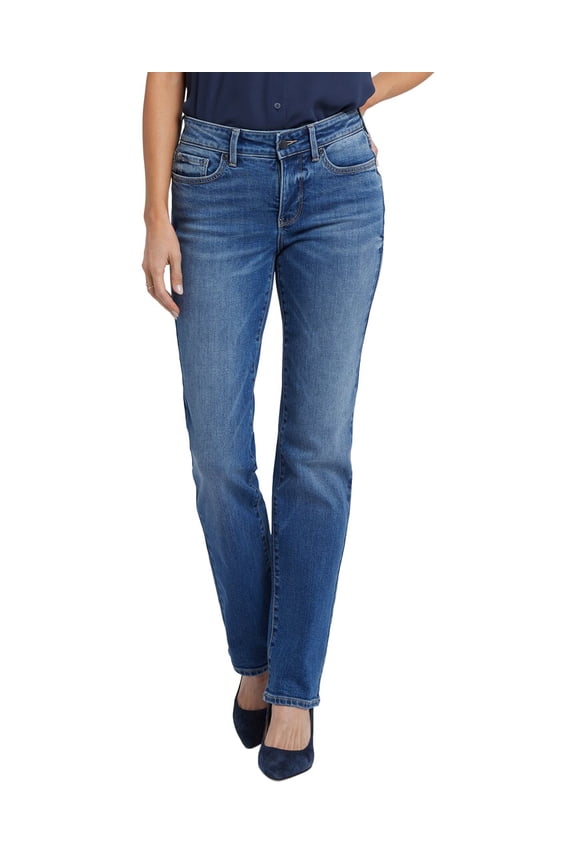 womens Petite Marilyn Picasso Lake Straight Leg Jean, 0P, Blue