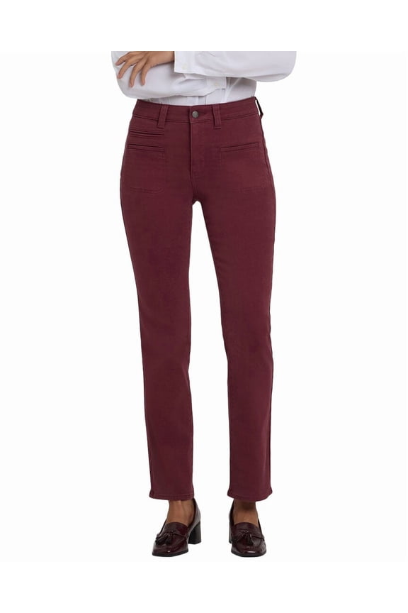 womens Petite Marilyn Sienna Red Straight Leg Jean, 0P