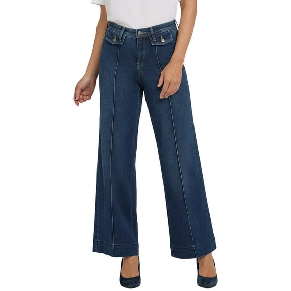 NYDJ womens  Petite Teresa Louvre Sapphire Wide Leg Jean, 0P