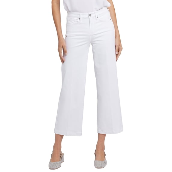 NYDJ womens Petite Teresa Optic White Wide Leg Jean, 12P, White