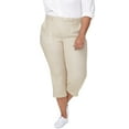 thumbnail image 1 of NYDJ womens  Plus Linen-Blend Utility Capri Pant, 24W, Brown, 1 of 2