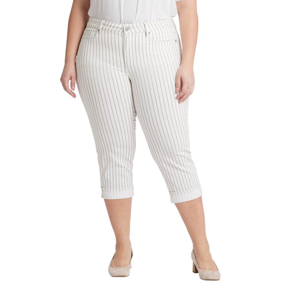 NYDJ womens Plus Marilyn Beach Cruise Stripe Crop Jean, 26W