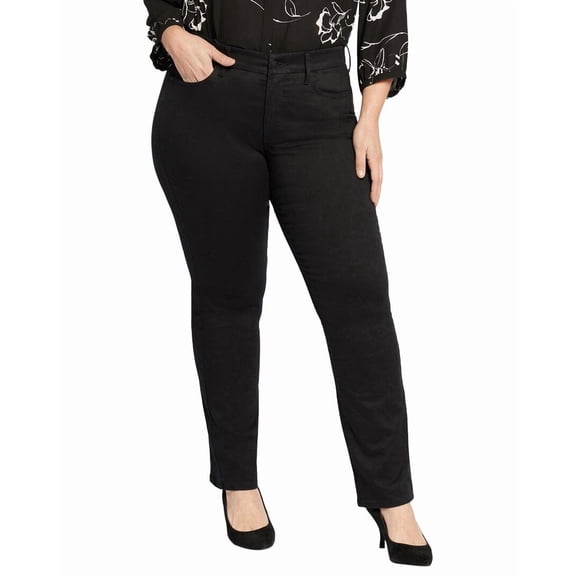 NYDJ womens Plus Marilyn Black Straight Leg Jean, 2XL