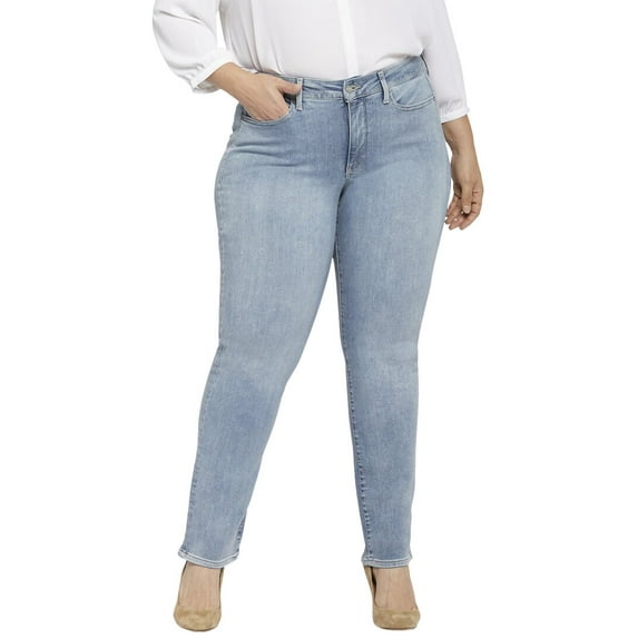NYDJ Womens Marilyn High Rise Straight Leg Jeans WPRIMS8517 Haley Blue 18W