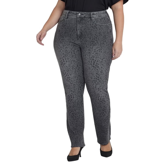 NYDJ womens Plus Marilyn High-Rise Grey Daniela Ditsy Straight Leg Jean, 22W