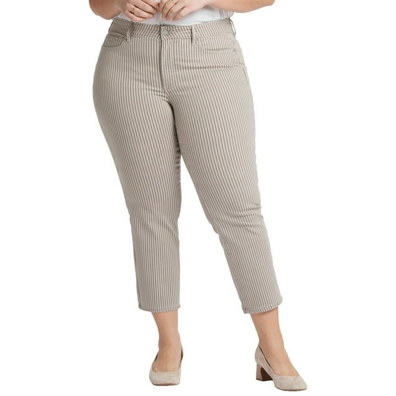 NYDJ womens Plus Marilyn Sandbar Stripe Straight Leg Jean, 24W