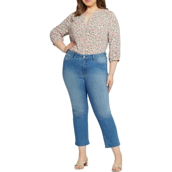 NYDJ Womens Plus Marilyn Pocket Cotton Ankle Jeans