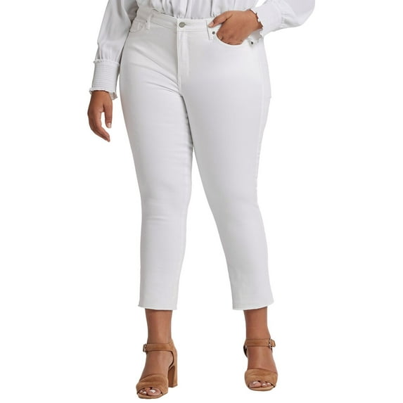 NYDJ womens Plus Sheri Optic White Ankle Crop Jean, 14W