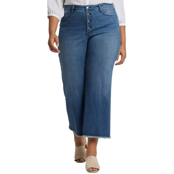 NYDJ womens Plus Teresa Mission Blue Wide Leg Jean, 28W
