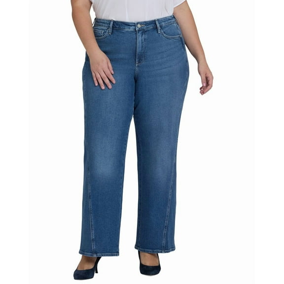 NYDJ womens Plus Teresa Romantic Indigo Wide Leg Jean, 24W, Blue