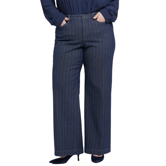 NYDJ womens Plus Teresa Twilight Stripe Wide leg Jean, 20W