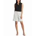thumbnail image 1 of NYDJ womens Relaxed Slubby Stripe Linen-Blend Short, 0, 1 of 4