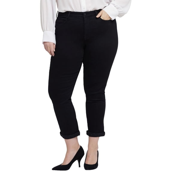 NYDJ womens Plus Sheri Black Rinse Slim Jean, 24W
