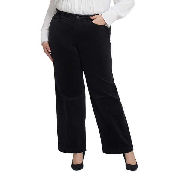 NYDJ womens Plus Teresa Black Wide Leg Jean, 28W