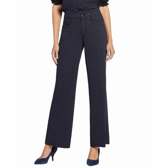 NYDJ womens  Teresa Overdye Black Wide Leg Jean, 10