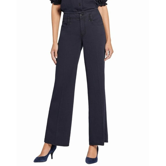NYDJ womens Teresa Overdye Black Wide Leg Jean, 10