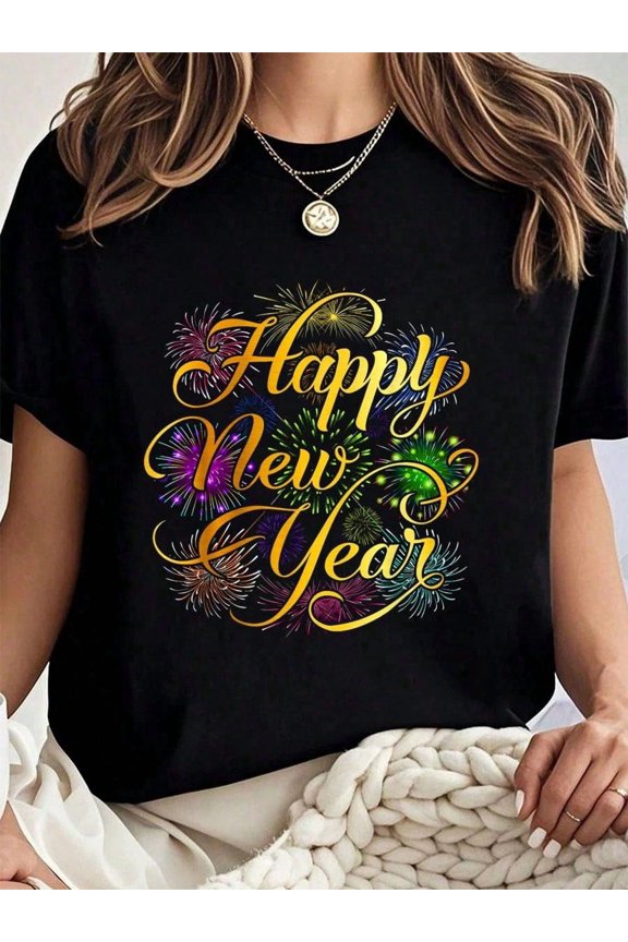 NYE Shirt for Women Casual Short Sleeve Tee Shirt for New Year’s Eve and Holiday Events