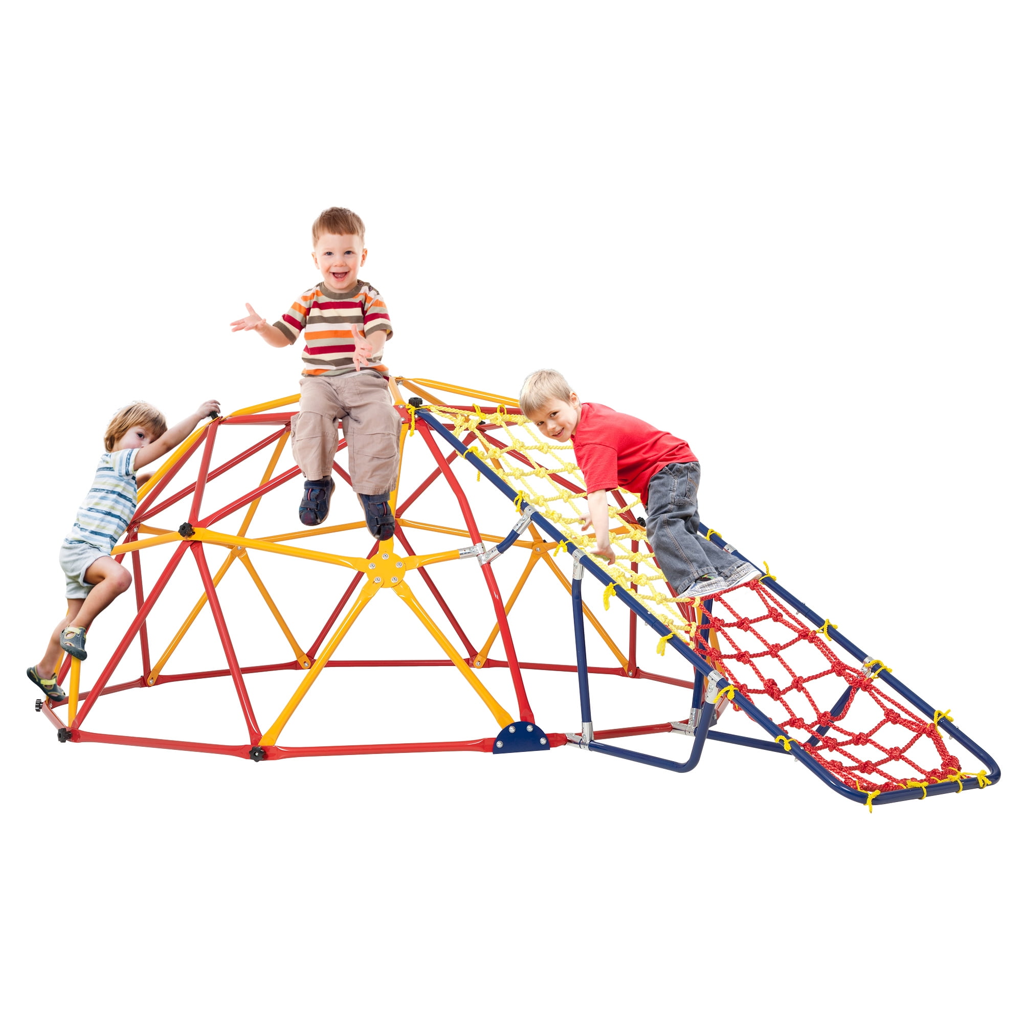 NYEEKOY 7FT Outdoor Geometric Dome Climber with Climbing Cargo Net, Kids Playground Climbing