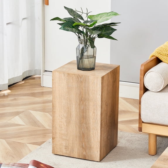 NYEESS 12"x12"x19.6" Light Wood Grain MDF Side Table Coffee Table for Living Room