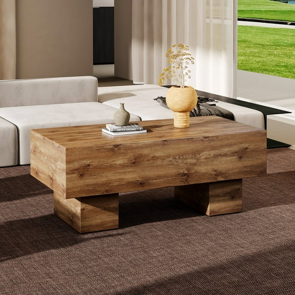NYEESS 43.3"x21.6"x17.2" Wood Texture MDF Rectangular Coffee Table for Living Room