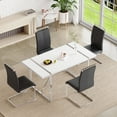 thumbnail image 1 of NYEESS 5-Piece 55" White Dining Table Set with 4 Black Chairs, High Gloss MDF Top, Modern Style for Dining Room or Kitchen, 1 of 9