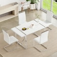 thumbnail image 1 of NYEESS 5-Piece 55" White Dining Table Set with 4 Chairs, High Gloss MDF Top, Modern Style for Dining Room or Kitchen, 1 of 9