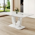 thumbnail image 1 of NYEESS 63" White Faux Marble Rectangular Dining Table for 6-8, Modern Style with MDF Base, Scratch Resistant, for Kitchen or Dining Room, 1 of 10