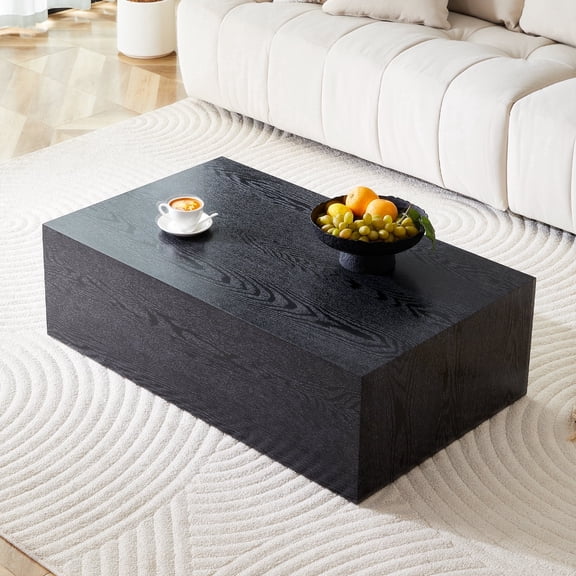 NYEESS Black Faux Marble Coffee Table, No Assembly Required MDF Center Table for Living Room, Small Space Couch Table