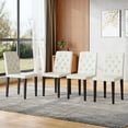 thumbnail image 1 of NYEESS Set of 4 White PU Dining Chairs with Black Metal Legs and Ergonomic Backrest, 1 of 11