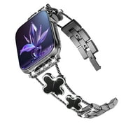 NYENElL Compatible for Apple Watch Bands 49mm 45mm 44mm 42mm 41mm 40mm 38mm, Women Glitter DiamondFour Leaf Clover Chain Strap for Apple Watch Series9/8/7/6/5/4
