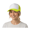 thumbnail image 1 of NYFASHION101 Blank Mesh Adjustable Snapback Cotton 6-Panel Trucker Hat Cap, Neon Yellow/White, 1 of 5