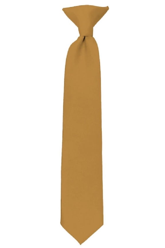 Boys' Kids' Children's Smooth Satin Solid Clip On Tie, Copper, 8"