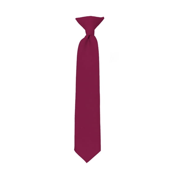 NYFASHION101 Boys' Kids' Children's Smooth Satin Solid Clip On Tie, Raspberry, 11"