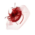 thumbnail image 1 of NYFASHION101 Cocktail Elegant Ruffle Flower and Feather Mesh Sinamay Fascinator Headband, CC2896-Red, 1 of 1