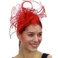 thumbnail image 1 of NYFASHION101 Cocktail Formal Party Face Veil Floral Mesh Fascinator Headband, Red, 1 of 4